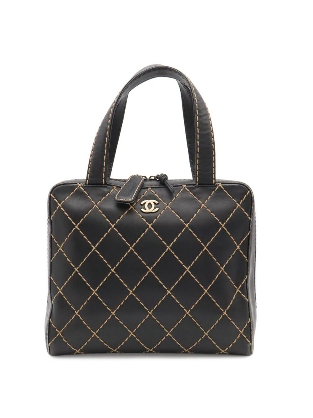 Chanel Wild Stitch CC Logo Tote Leather Black